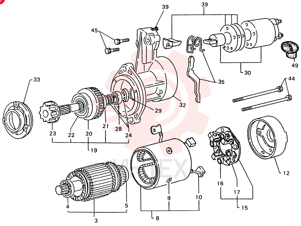 STARTER ASM, 12V-2.2KW