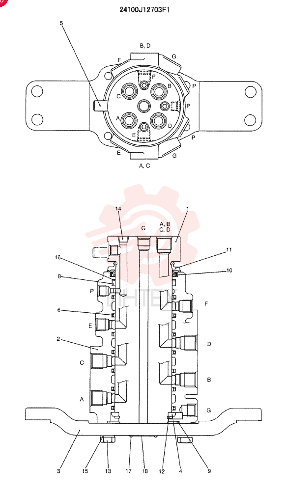 HYDRAULIC SWIVEL 24100J12703F1