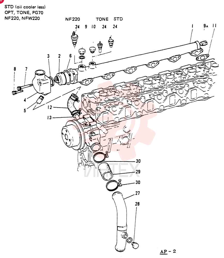 WATER OUTLET PIPE ASSY (FOR M0, M1, M2, M3 ONLY), FF: SERVICE PARTS EXCLUSIVELY USED FOR INDUSTRIAL MACHINERY ENGINES VA3174600016 (2)