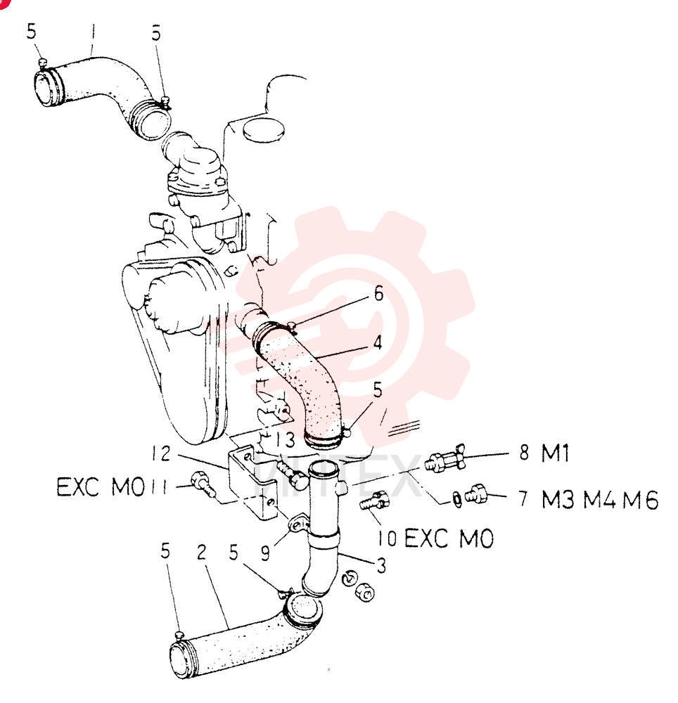 ELBOW,RUBBER,INLET (FOR M1,M2,M3 ONLY) FF: PARTS