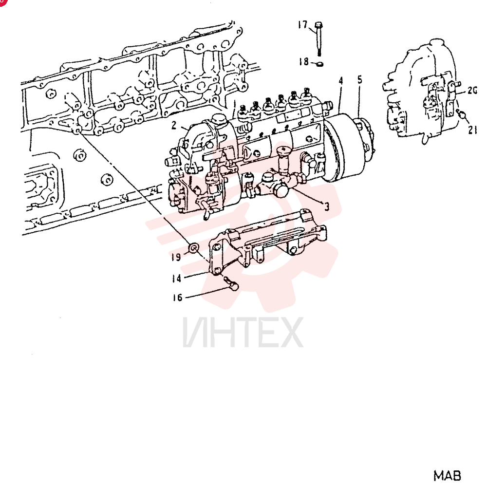 Схема (6D22) - MITSUBISHI DIESEL ENGINE - K912, K912LC, & K916 (1/83-12/06) VAME059604