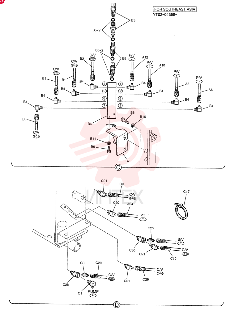 Схема (70SR-1E) - SHORT RADIUS EXCAVATOR ASN YT03-05432 (1/02-8/08) YT68H00044F1 (7)