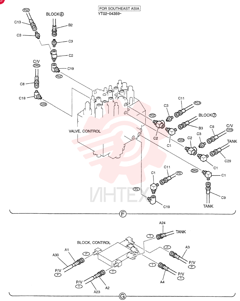 Схема (70SR-1E) - SHORT RADIUS EXCAVATOR ASN YT03-05432 (1/02-8/08) YT68H00044F1 (10)