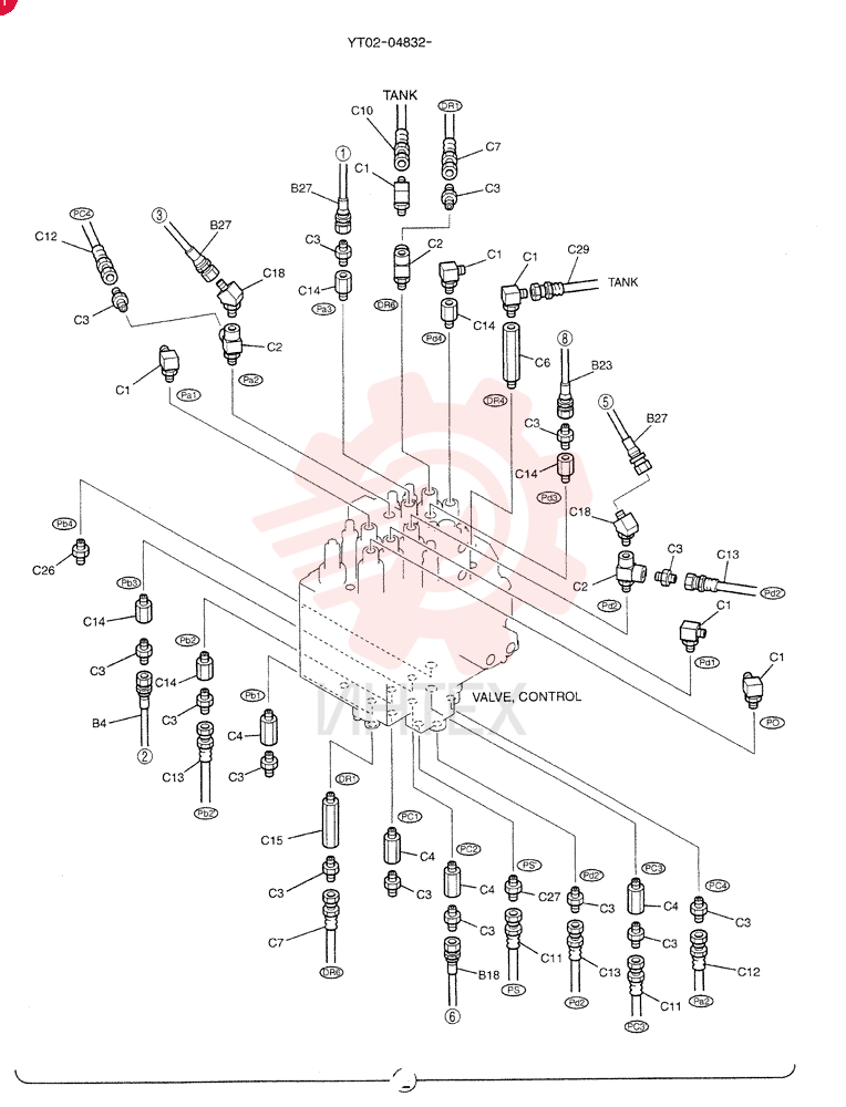 Схема (70SR-1E) - SHORT RADIUS EXCAVATOR ASN YT03-05432 (1/02-8/08) YT68H00048F1 (4)