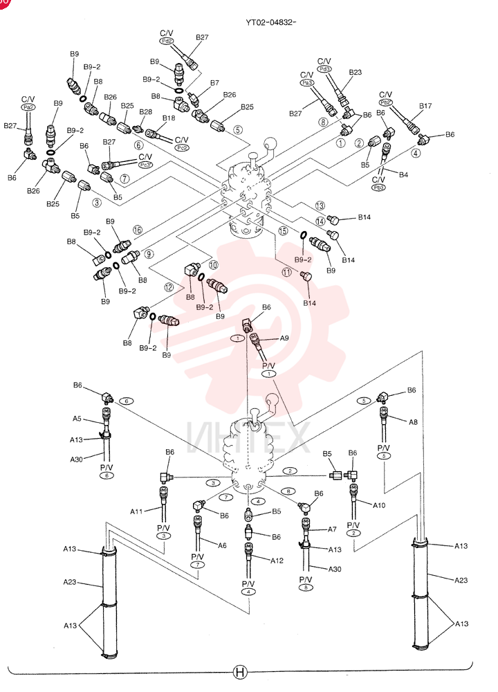 Схема (70SR-1E) - SHORT RADIUS EXCAVATOR ASN YT03-05432 (1/02-8/08) YT68H00048F1 (5)
