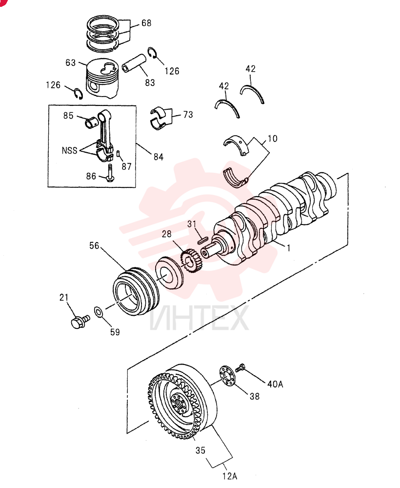 CRANKSHAFT, PISTON AND FLYWHEEL 0-15A