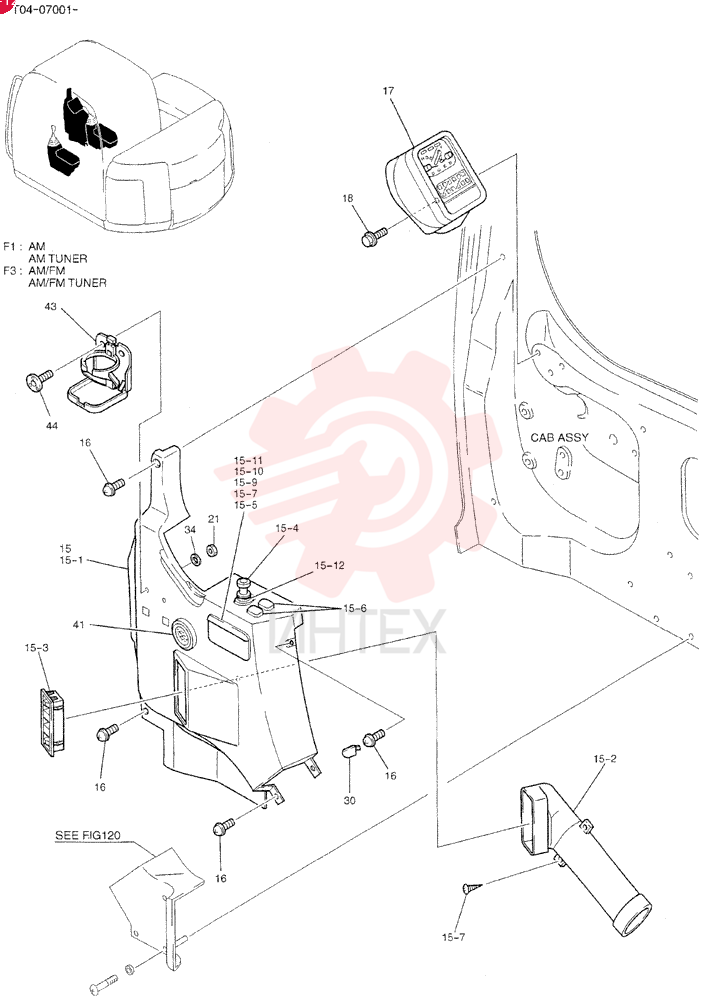 PANEL ASSY, INSTRUMENT (AM TUNER), Serial Range: YT04-07001-YT04-07381 YT17M00015F1 (1)