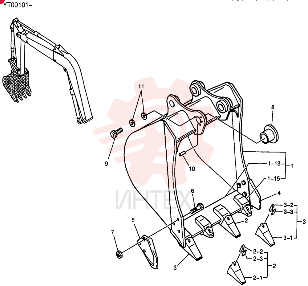 BUCKET ASSY, BUCKET CAPACITY-0.35M3(OLD JIS)