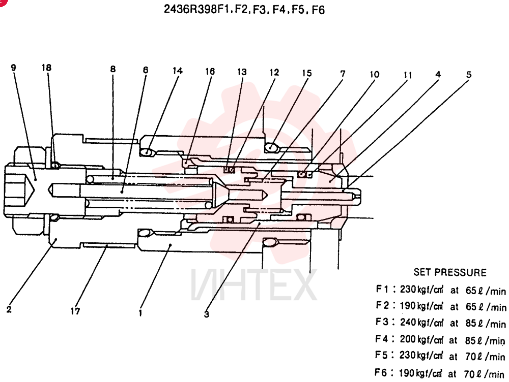 VALVE ASSY,PORT RELIEF 2436R398F1-F6