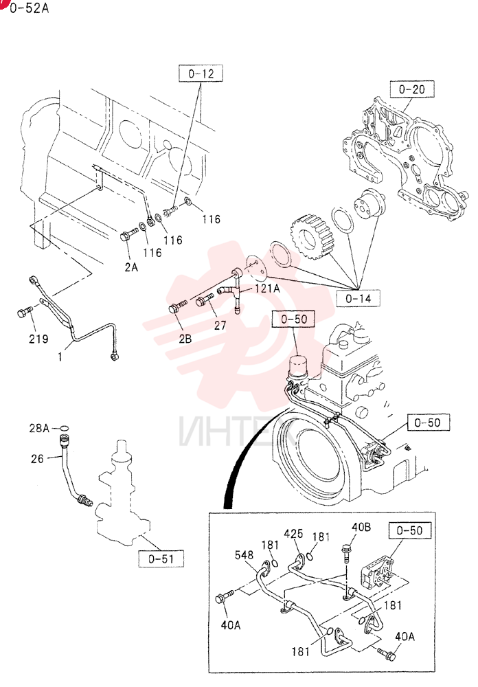 OIL AND VACUUM PIPING; ENGINE 0-52A