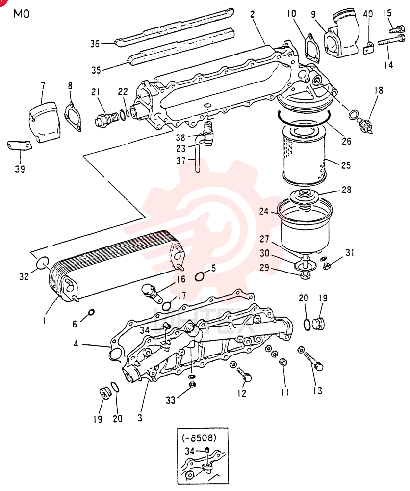 OIL COOLER & FILTER ASSY (M1 ONLY), Start Serial: 8509 VAME060426 (1)