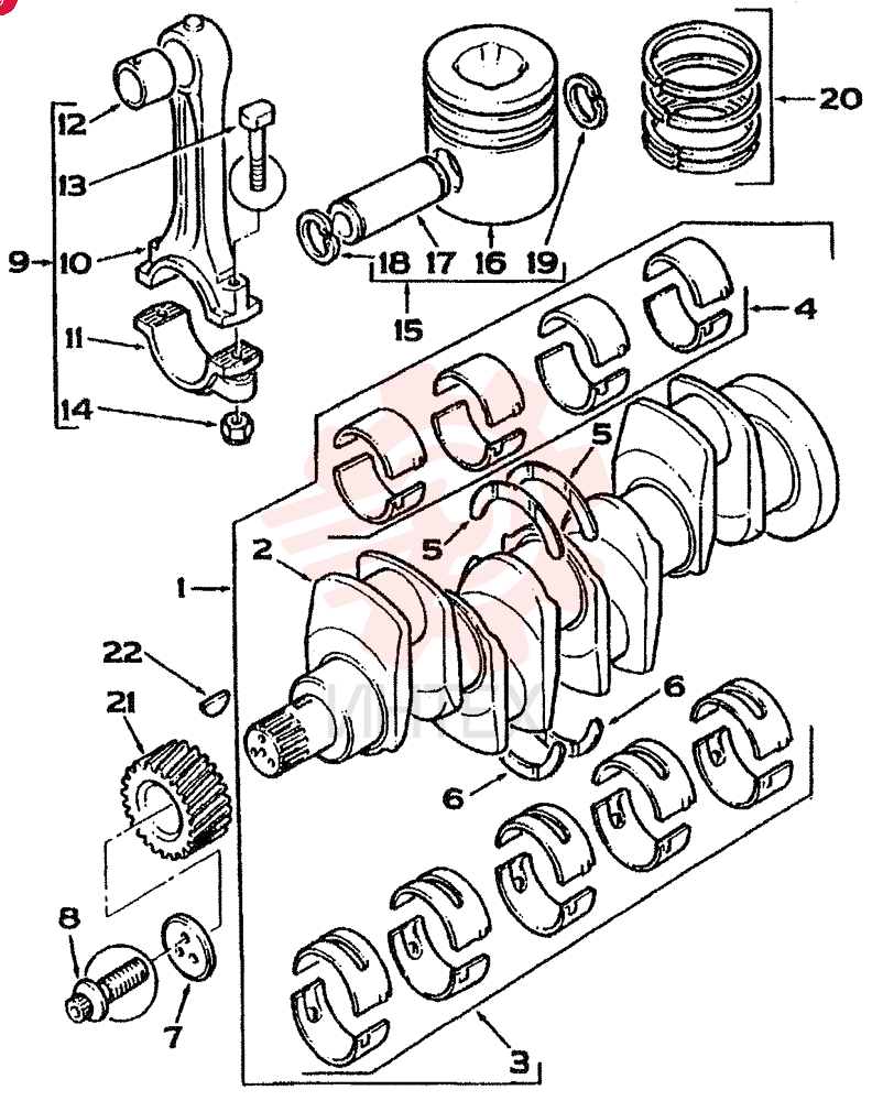 KIT, CRANKSHAFT (NATURALLY ASPIRATED) CONSIST OF REF. 2,3,4(85042),(U5ME0006),5(31137551),6(31137561)