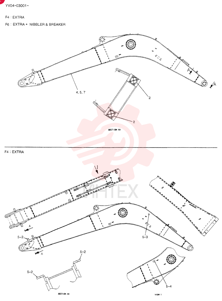 BOOM ASSY, HOE 4.26M (EXTRA) YV02B00046F4 (1)