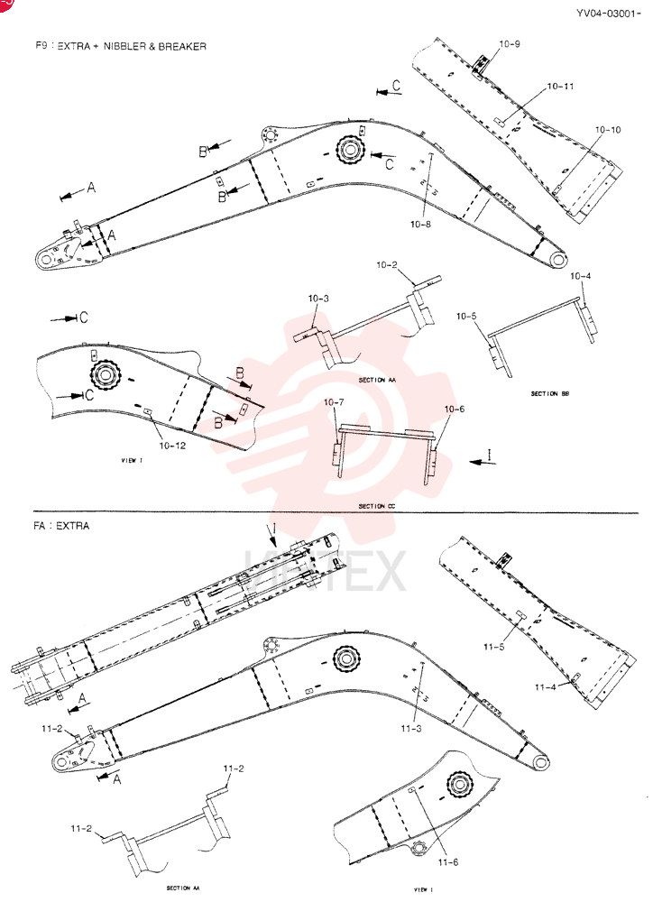 BOOM ASSY, HOE 4. 26M (NIBBLER & BREAKER) YV02B00046F8 (2)