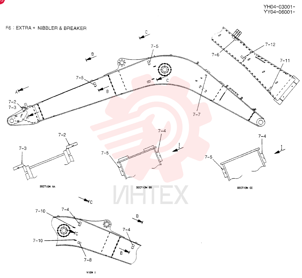 BOOM ASSY, HOE 4.6M (NIBBLER & BREAKER) YY02B00157F5 (2)
