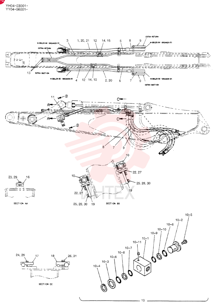 HYD LINES, ARM 2. 45M YY43H00060F1