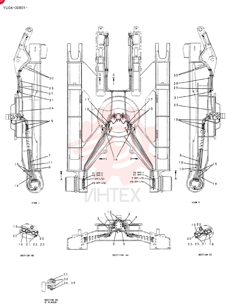 HYD LINES, LOW, FOR NARROW LONG CRAWLER YF02H00001F1