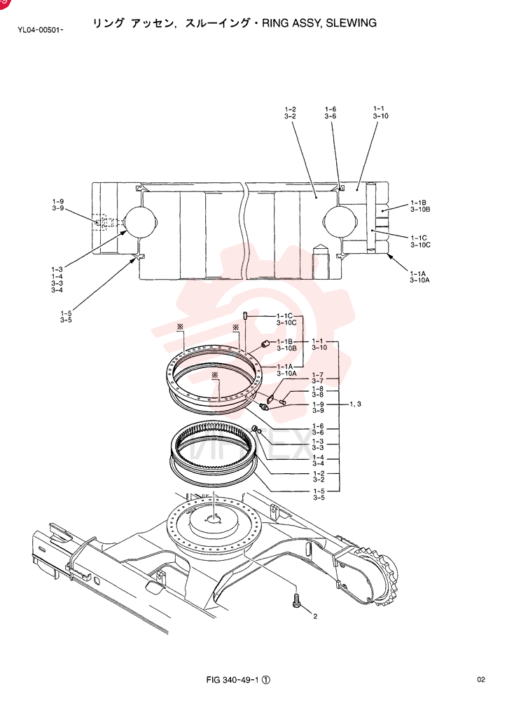 RING ASSY, SLEWING, APPLICABLE No.: YL04-00501--00596, Serial Range: YL04-00501-YL04-00596