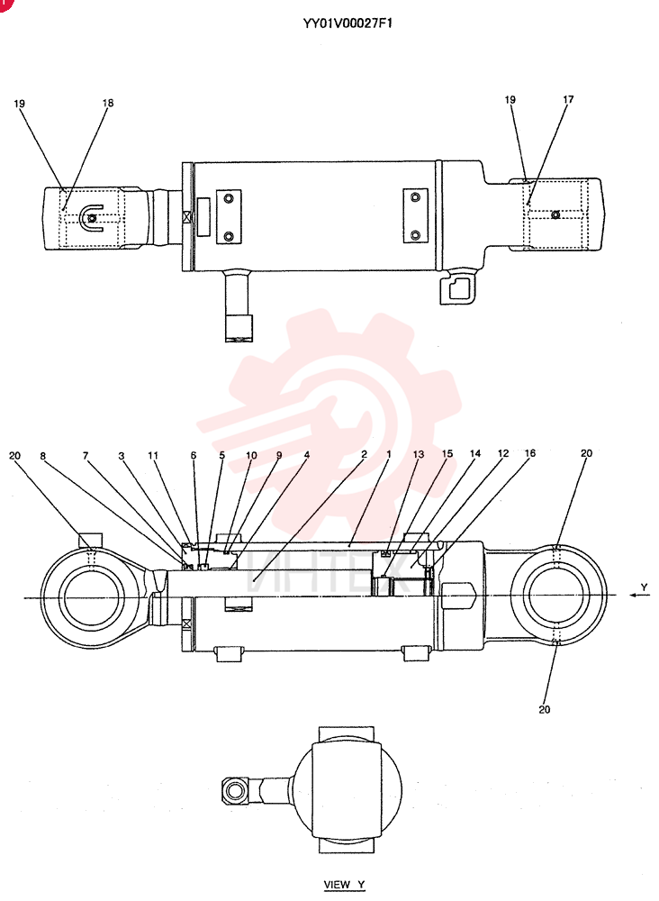 CYLINDER ASSY, DOZER YY01V00027F1 (1)
