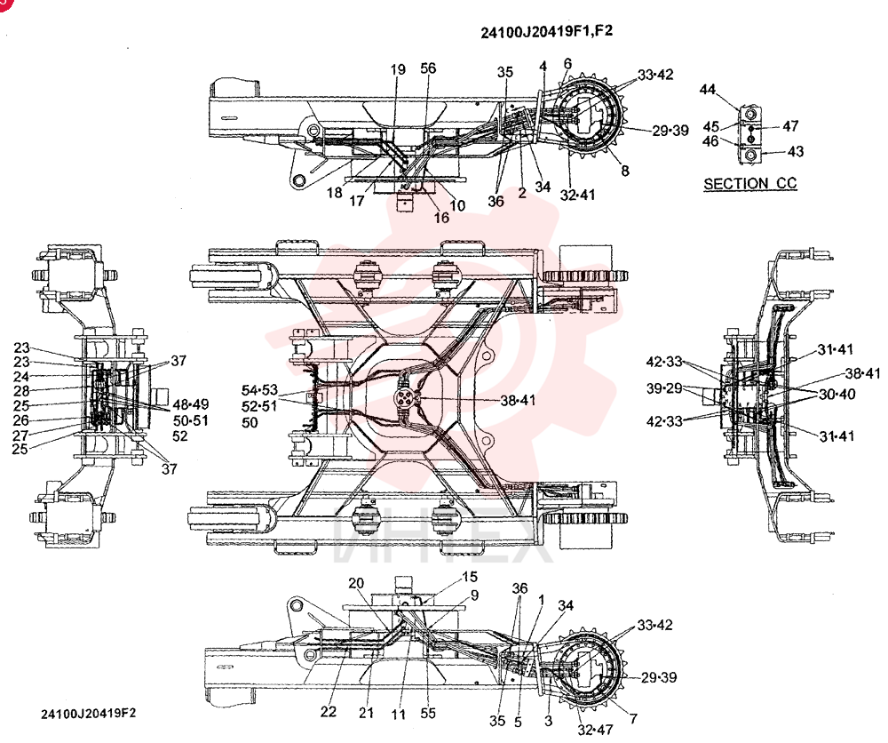 HYD LINES, LOWER (for Swivel 24100J20523F1