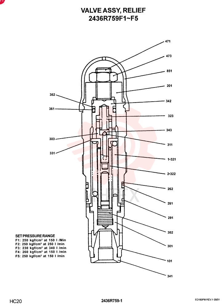 Схема (ED180) - BLADE RUNNER EXCAVATOR/DOZER ASN YLU0001 (1/99-12/01) 2436U759F1