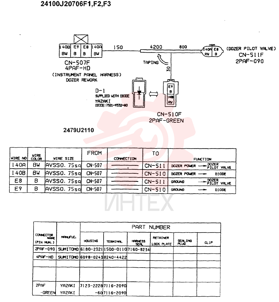 WIRING ASSY, ELEC (F1 ONLY), Serial Range: -4/9/99 24100J20706F1 (11)