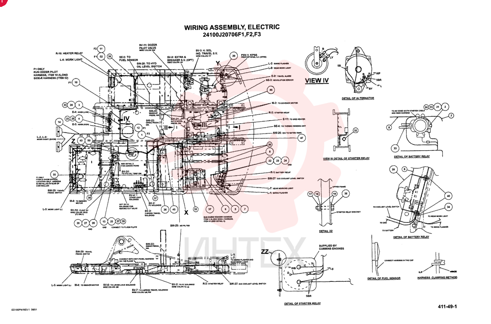 WIRING ASSY, ELEC (F1 ONLY), Serial Range: -4/9/99 24100J20706F1 (8)