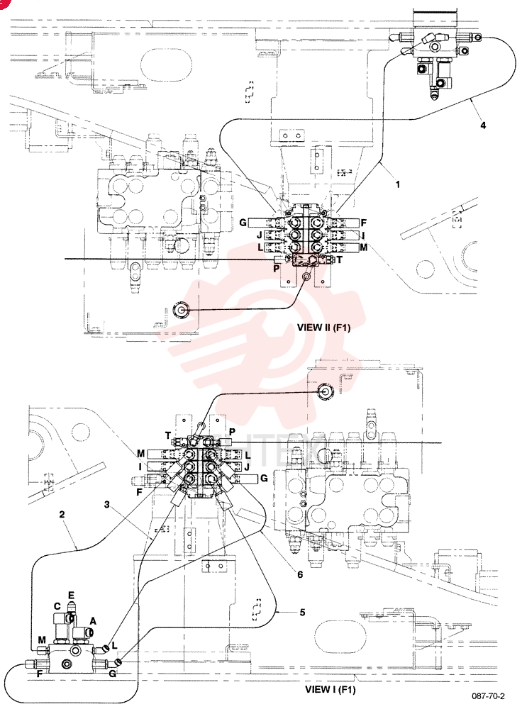HYD LINES, UPPER DOZER, QTY-F1: F1, QTY-F2: - YM03HU0003F1 (2)