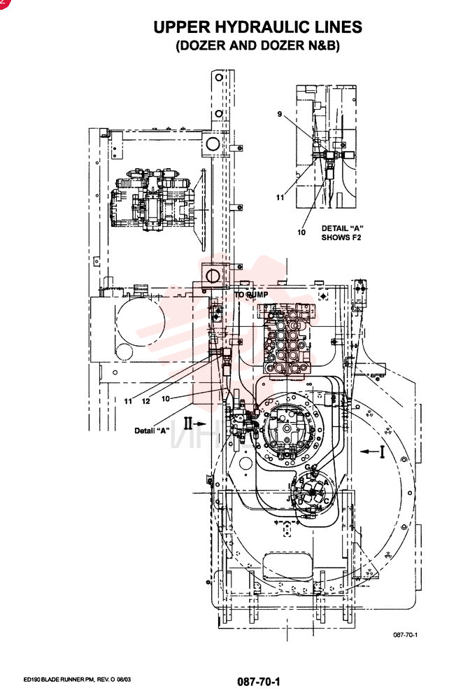 HYD LINES, UPPER DOZER, QTY-F1: F1, QTY-F2: - YM03HU0003F1 (1)