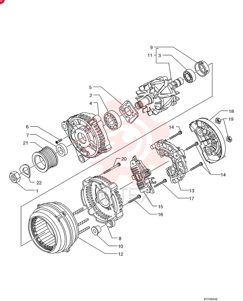 ALTERNATOR,24V, 70A, W/ Pulley 4892318 (2)