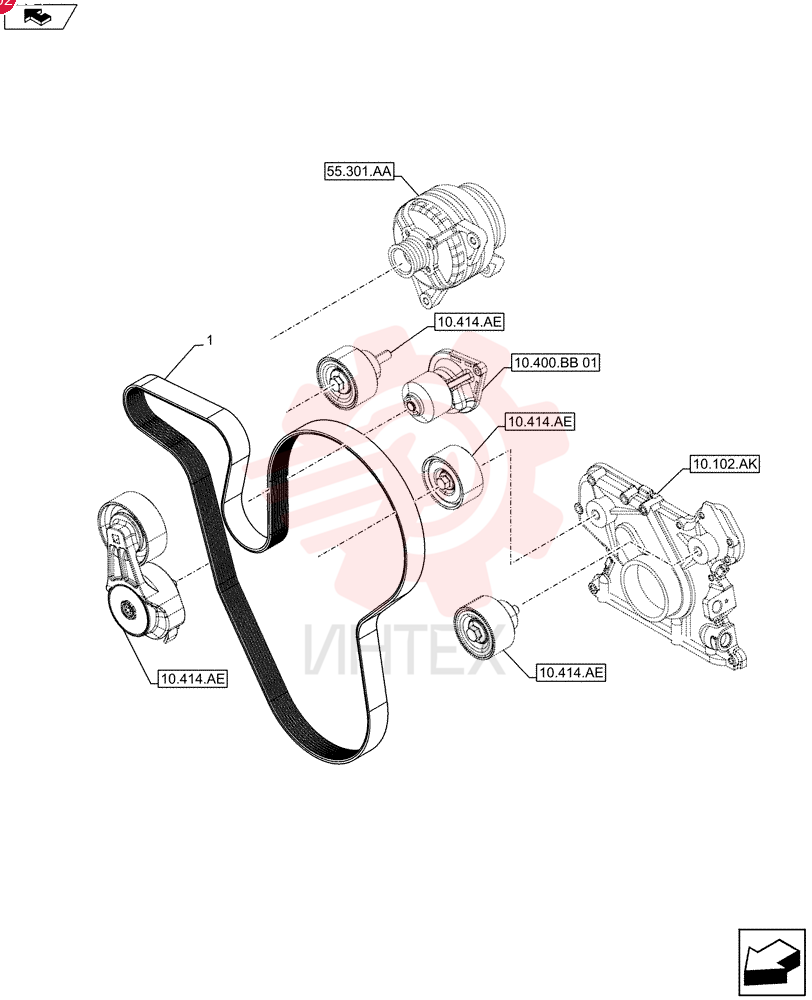 V-BELT,1710.00 mm L, 8 Ribs