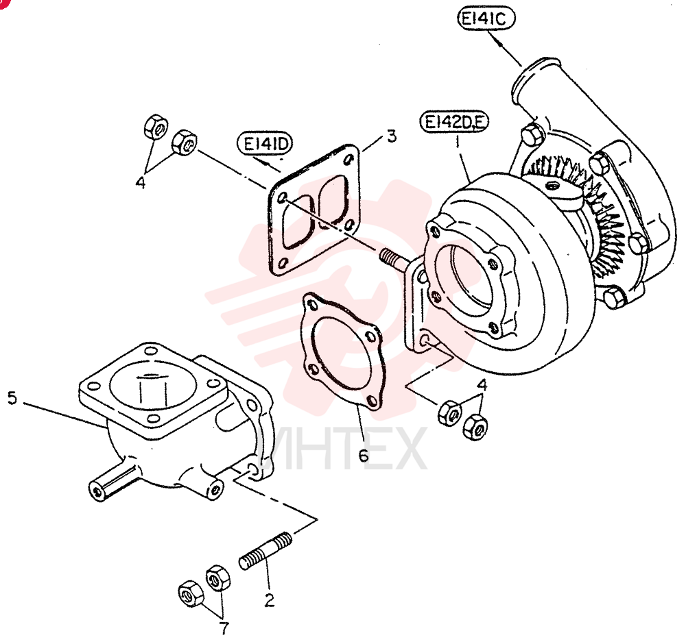 TURBO CHAHGER ASSY(HITACHI MAKE)(INNER PAHTS E142D),FOR A1 ONLY
