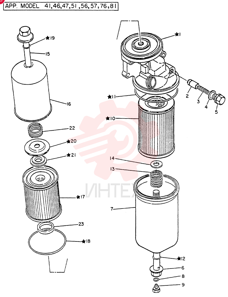 FILTER ASSY-OIL, FOR 41,46,47,51,56,57,71,76,81 ONLY