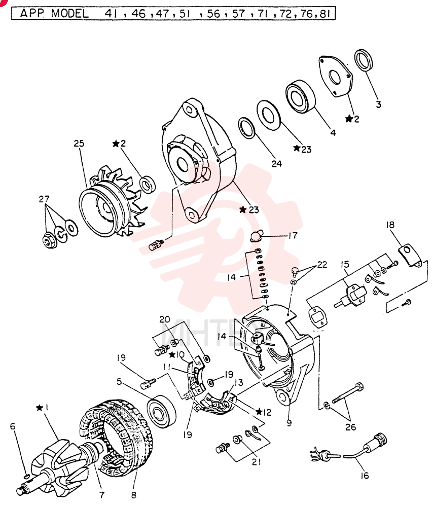 GENERATOR ASSY, FOR 41,46,47,51,56,57,72,76,81 ONLY