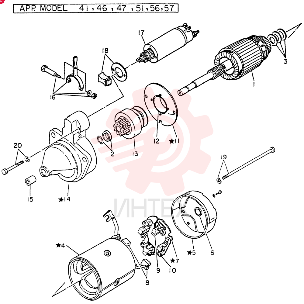 MOTOR ASSY-STARTING, FOR 41,46,47,51,56,57 ONLY VG23300Z5000 (2)