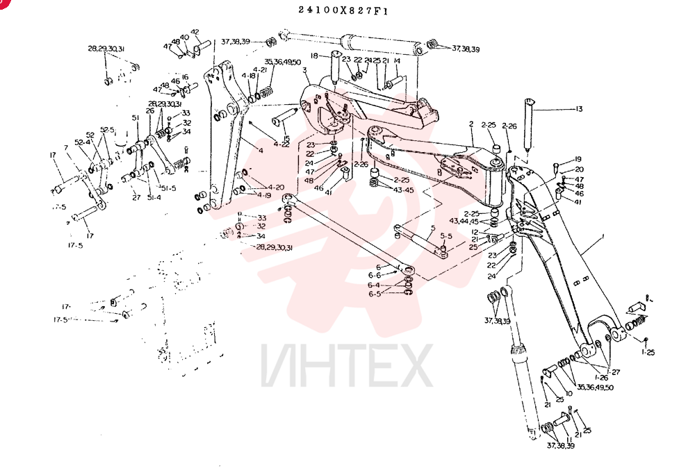 ATT SUB ASSY, GUTTER, CONSISTS OF REF. 1 TO 52