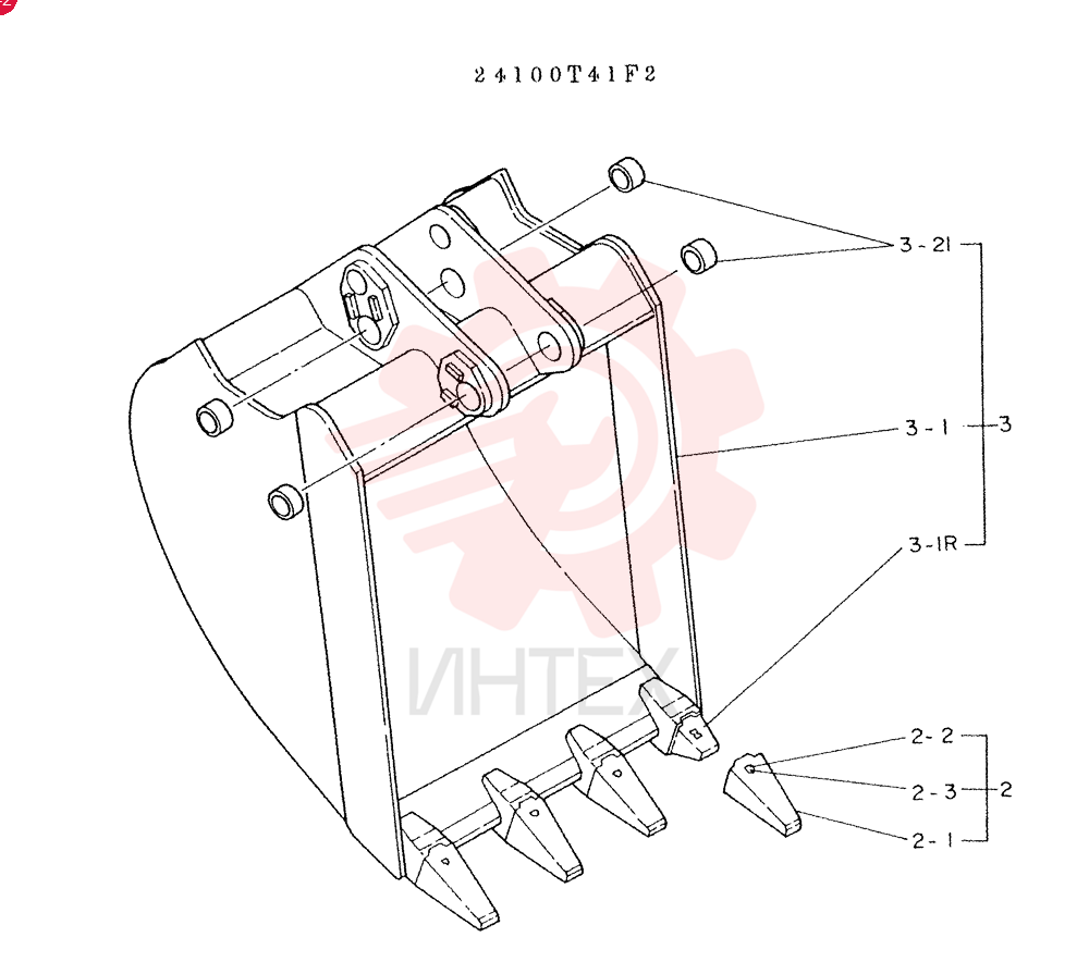 BUCKET ASSY, 0.35M3, CONSISTS OF REF. 2 & 3