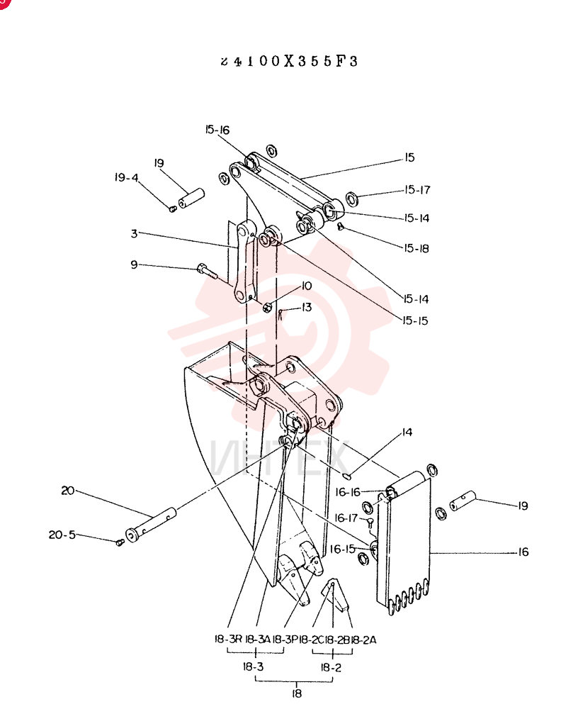 BUCKET ASSY, EJECTOR, CONSISTS OF REF. 3 TO 20
