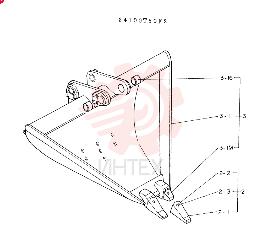 BUCKET ASSY, V, CONSISTS OF REF. 2 & 3
