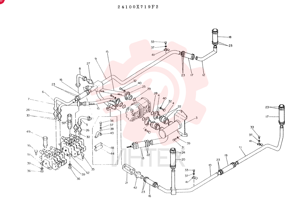 HYDR LINES ASSY, CONSISTS OF REF. 3 TO 52