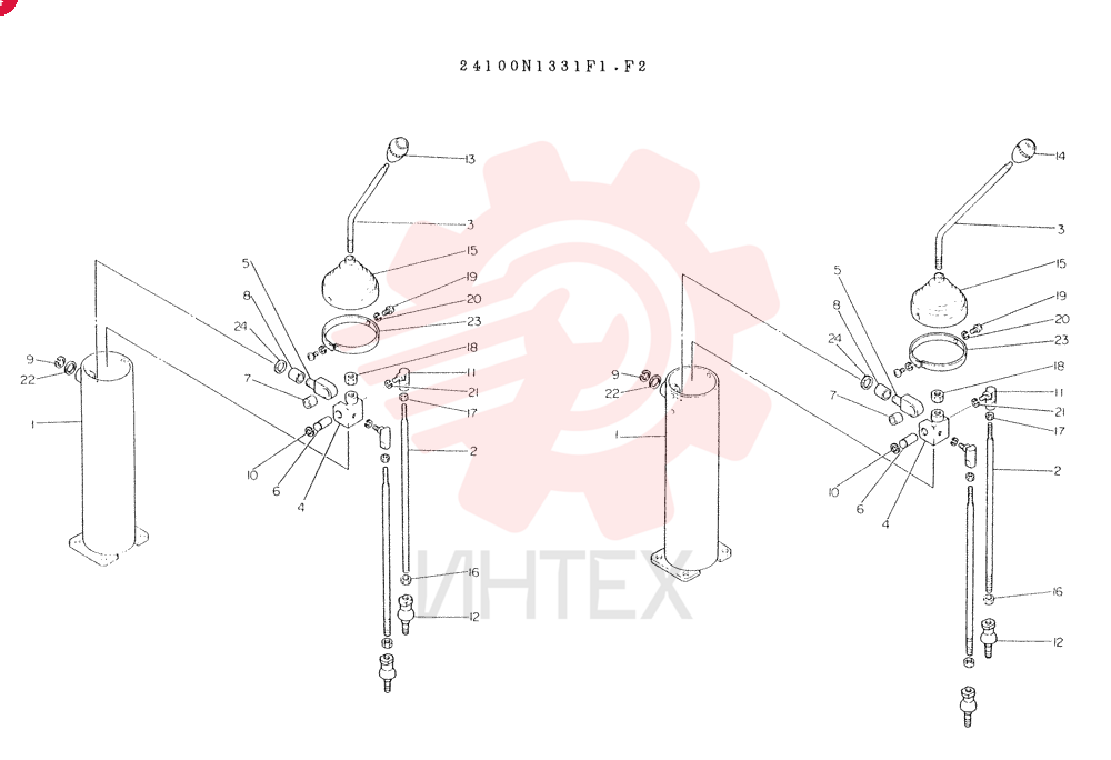 LEVER ASSY- CONTROL, CONSISTS OF REF. 1 TO 24