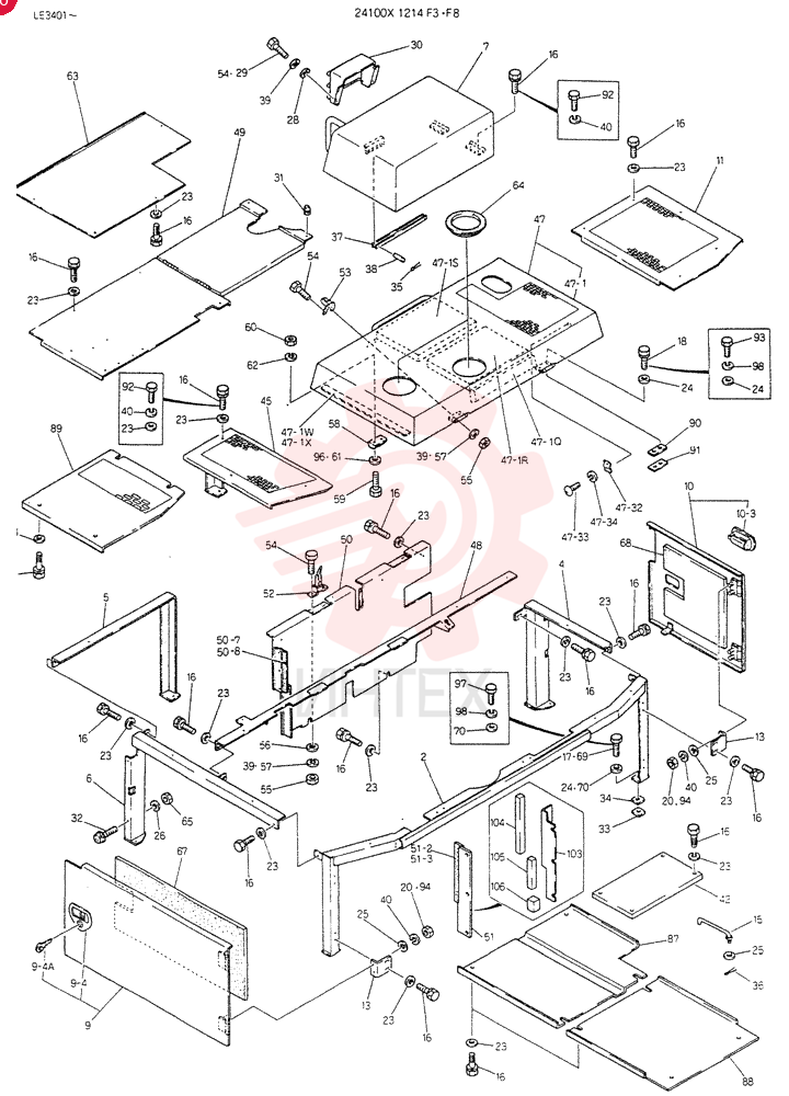 GUARD ASSY, Serial Range: LE3401-LE4161 24100X1214F3