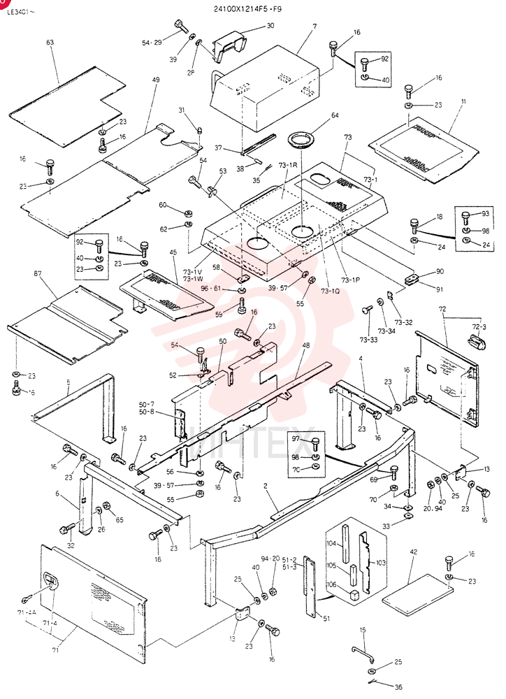 GUARD ASSY, Serial Range: LE3401-LE4161 24100X1214F5