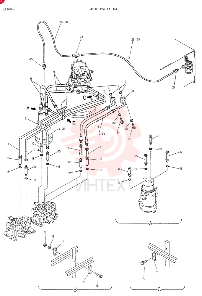INSTAL HYDR LINES, Serial Range: LE3401--LE4636