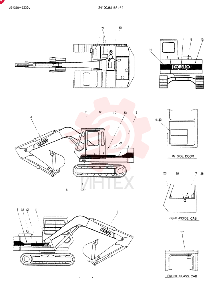 LABEL,NAME-PLATE  LE4325, Serial Range: -LE4326 24100J5115F1