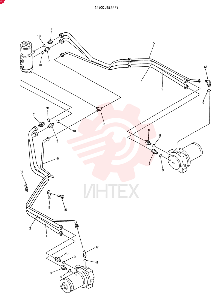 HYDR LINES ASSY,LOW (FOR LONG CRAWLER) 24100J5122F1 (1)