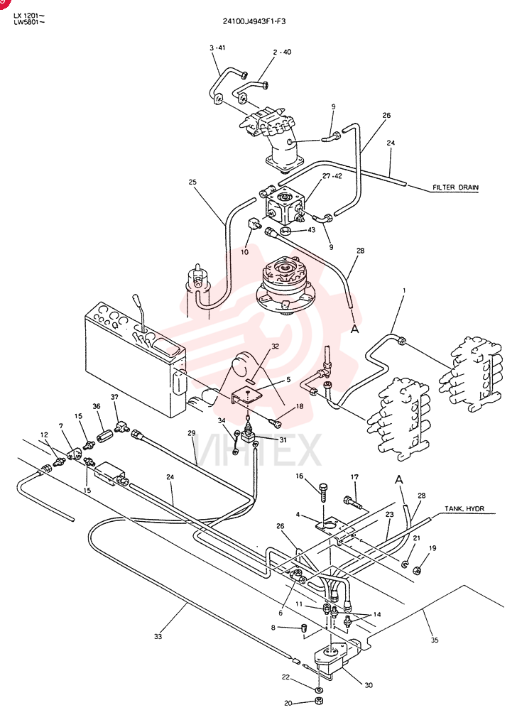 HYDR LINES, BRAKE, Serial Range: LX1201-LX1263 24100J4943F1 (2)