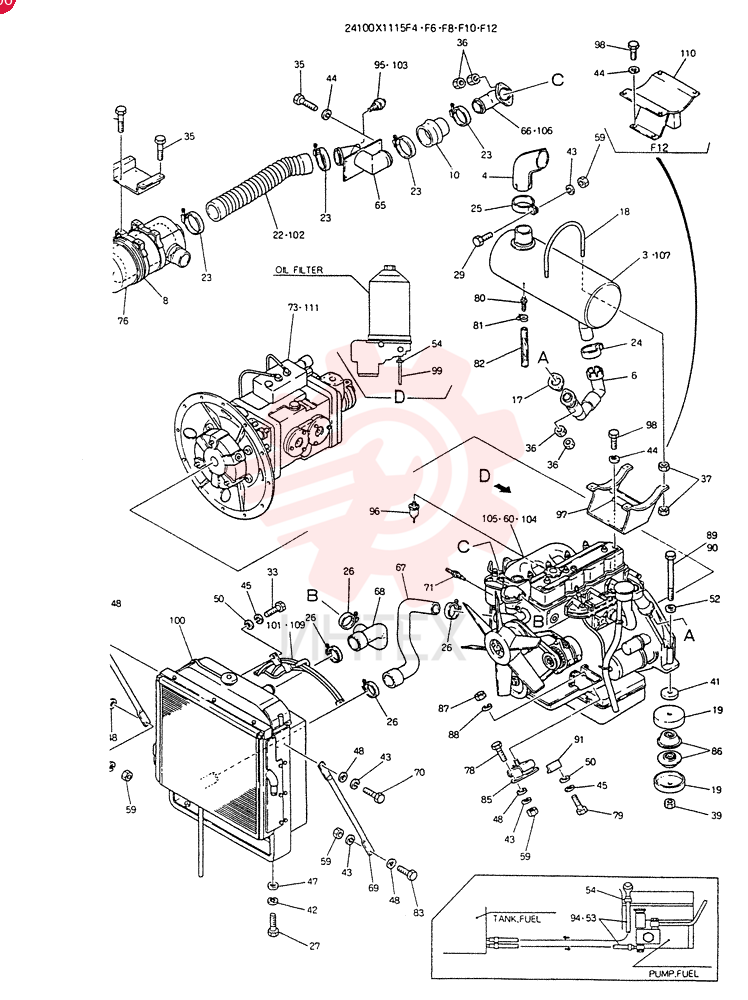 POWER-PLANT ASSY (FOR EXPORT), Serial Range: LX1237-LX1260 24100X1115F4 (2)