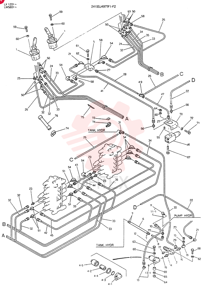 REMOTE-CONTROL ASSY (FOR EXPORT), Serial Range: LX1201-LX1225 24100J4977F1 (1)