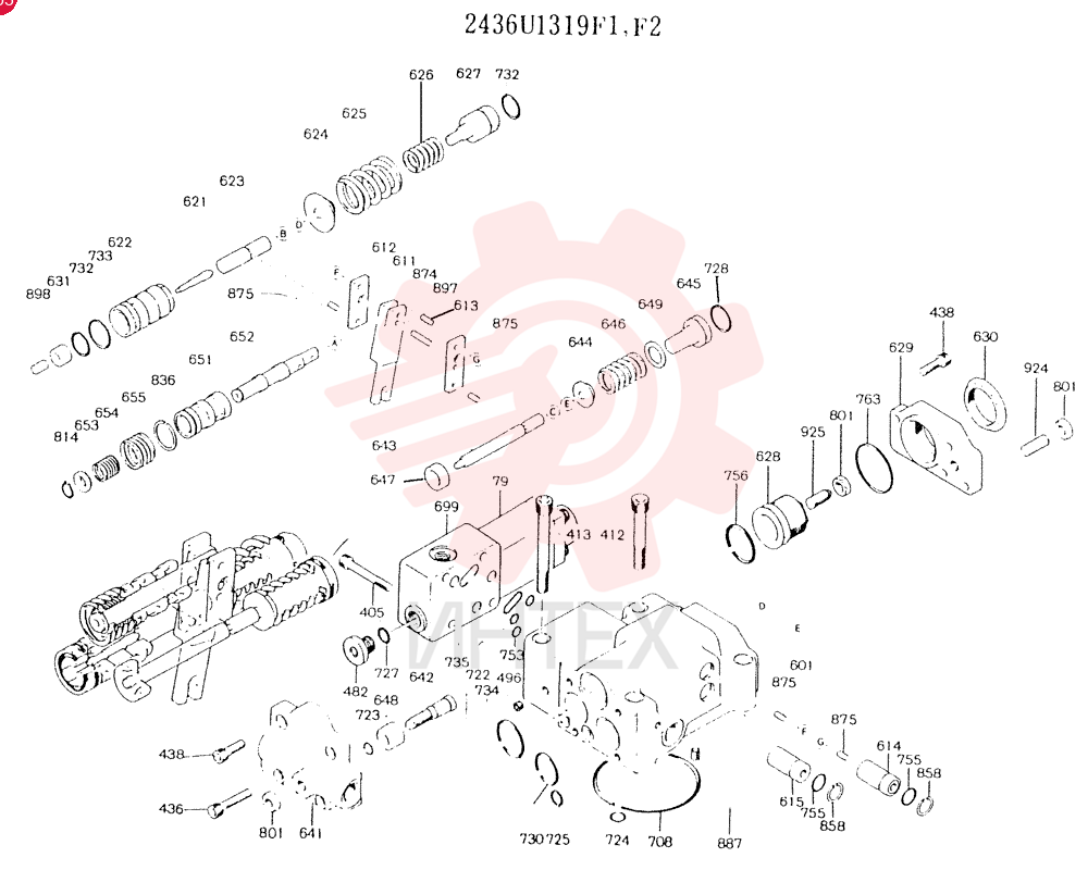 Схема (K904L) - MARK II EXCAVATOR BTW LX1501 - LX1525 (1/88-12/03) 2436U1319F1
